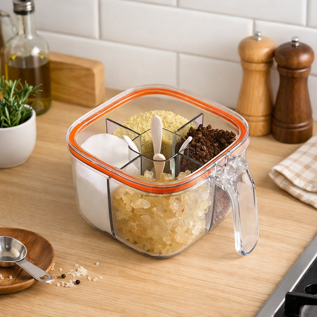 4-Compartment Airtight Seasoning Box