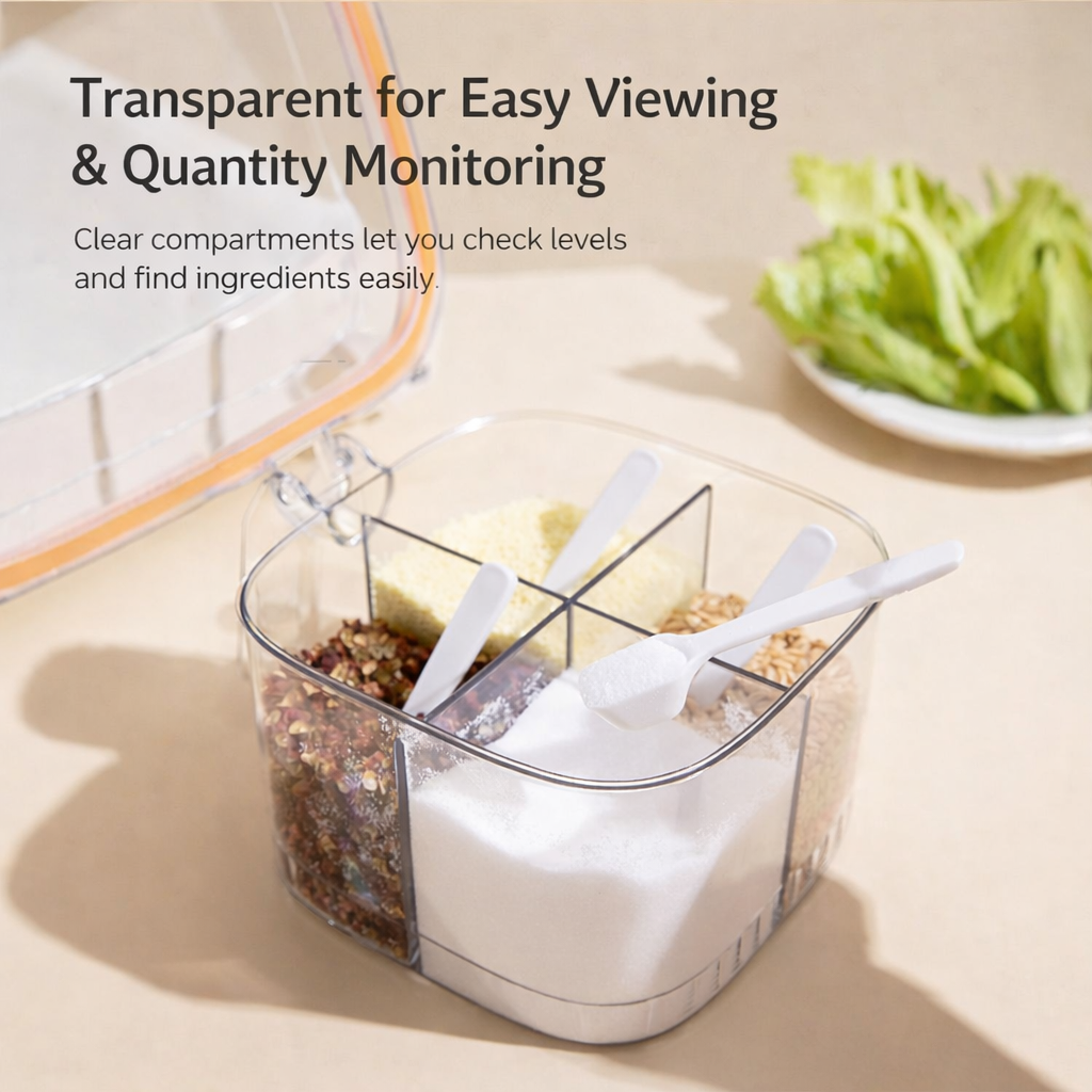4-Compartment Airtight Seasoning Box