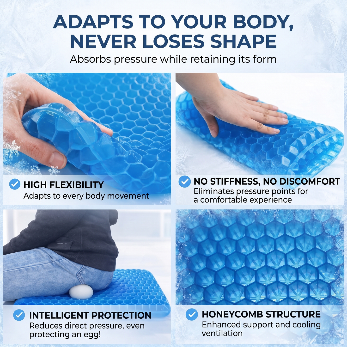 Homyperts™ Cooling Gel Seat Cushion – Stay Cool & Breathable All Day for Office, Car & Home 🧊🌿 (≧◡≦)