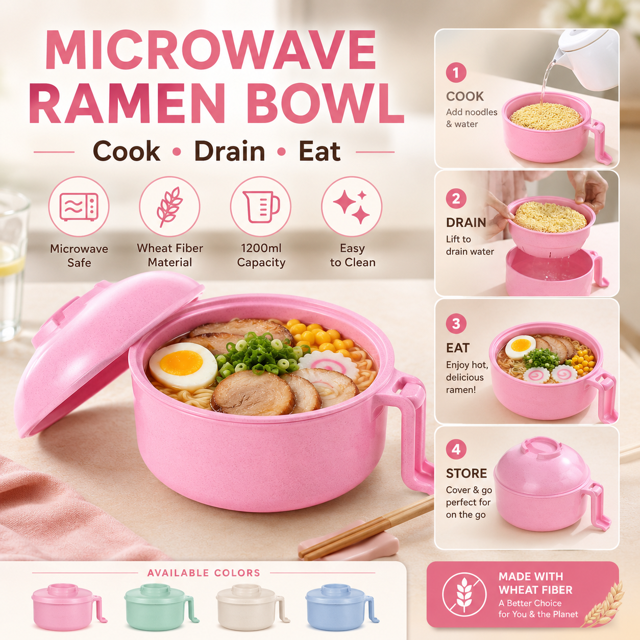 WHEAT FIBER INSTANT NOODLE BOWL