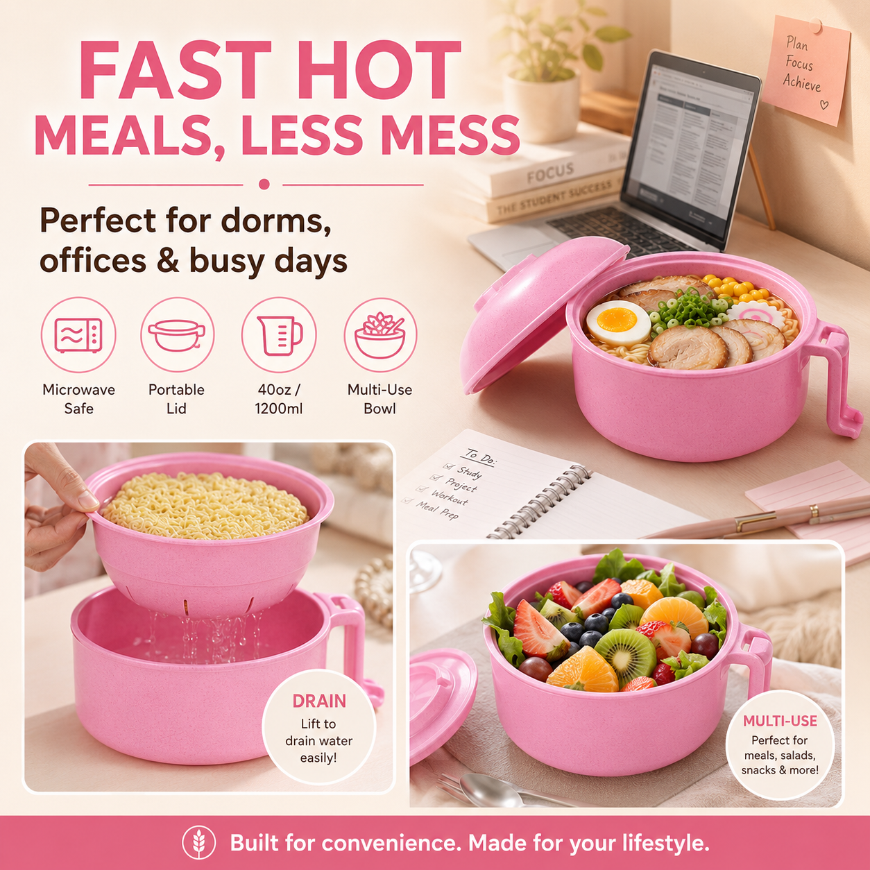 WHEAT FIBER INSTANT NOODLE BOWL